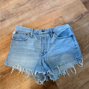 Madewell Light Blue Frayed Jean Shorts